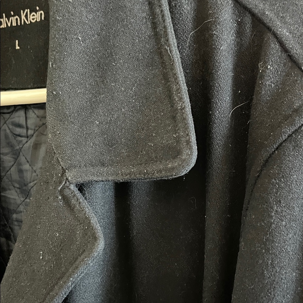 Calvin Klein Men's Classic Black Pea Coat - Picture 3 of 10